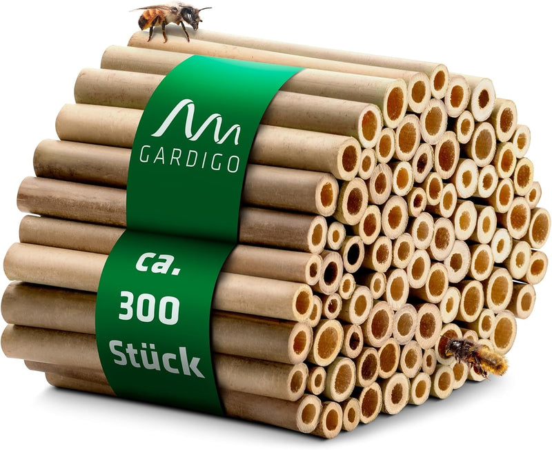 GARDIGO® Bambusröhrchen für Insektenhotel - 300 Stück | Premium Qualität | Niströhren für Wildbienen