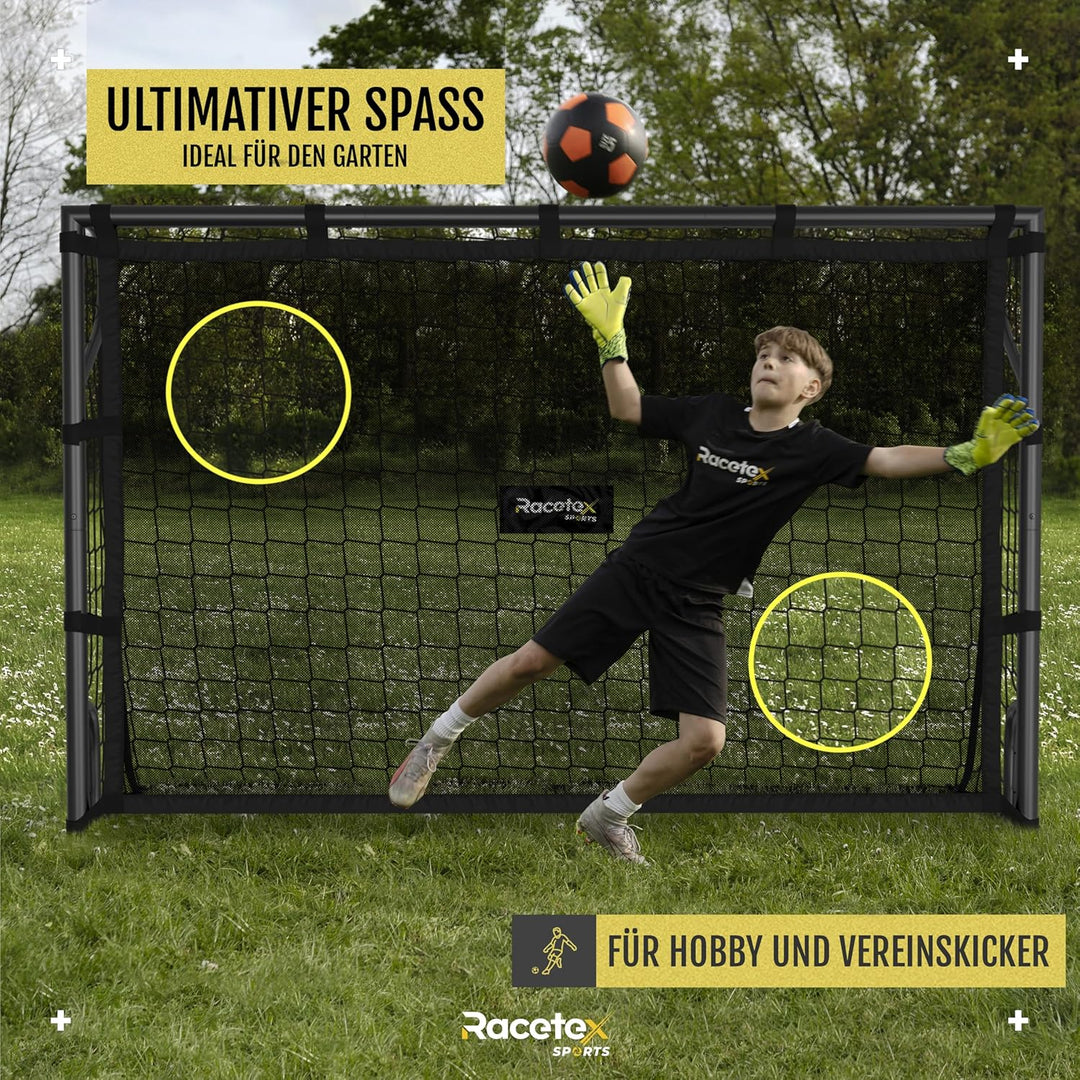 Fussballtore für Garten Kinder [MIT TORWAND] – Robustes Fussballtor Kinder und Erwachsene mit Stahlr