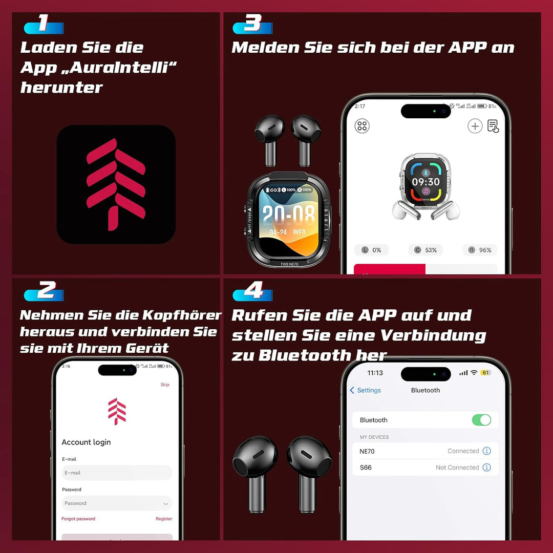BEARTAIN Ki Übersetzer Kopfhörer, 3-in-1 Übersetzungskopfhörer mit echtzeit übersetzung, 150 Sprache