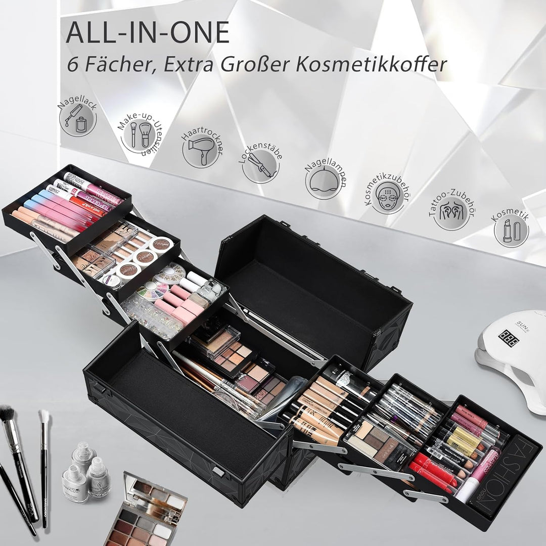 Kosmetikkoffer Schminkkoffer, Grosse Kosmetik Make up Organizer Koffer Aufbewahrung Friseurkoffer Al