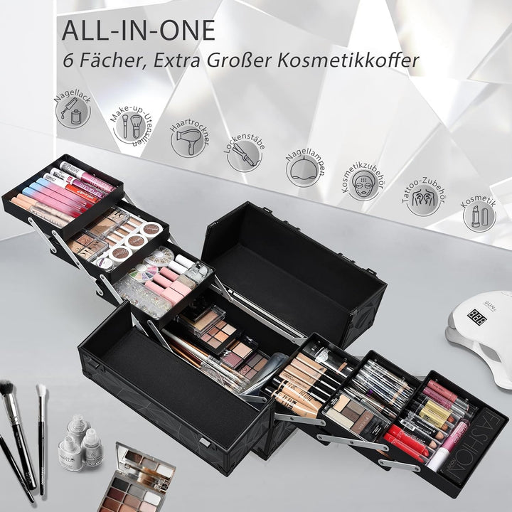 Kosmetikkoffer Schminkkoffer, Grosse Kosmetik Make up Organizer Koffer Aufbewahrung Friseurkoffer Al
