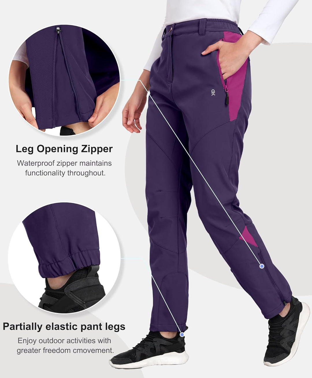 Little Donkey Andy Damen Winter Wanderhose Skihose Trekkinghose Snowboardhose, Softshell-Hose, Fleec