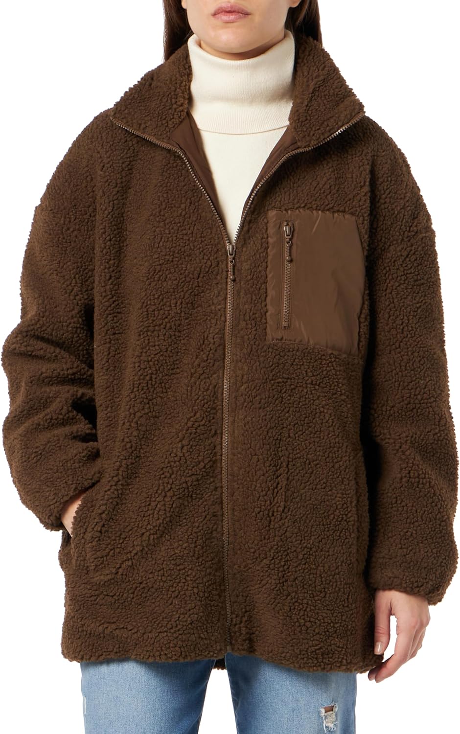 ONLY Damen Onltracy Sherpa Jacket Cc OTW Jacke, Dark Earth