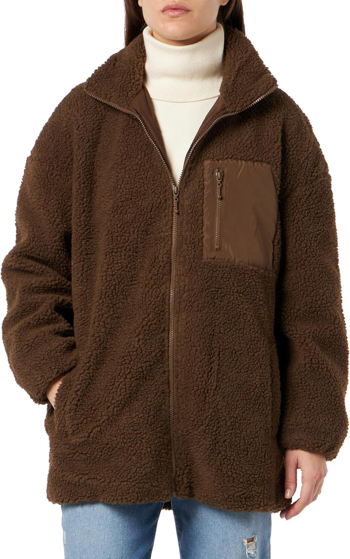 ONLY Damen Onltracy Sherpa Jacket Cc OTW Jacke, Dark Earth
