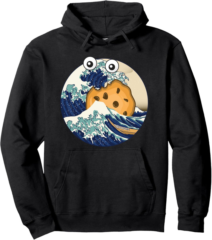 Lustige Kanagawa grosse Welle Monster eating cookie parody Pullover Hoodie