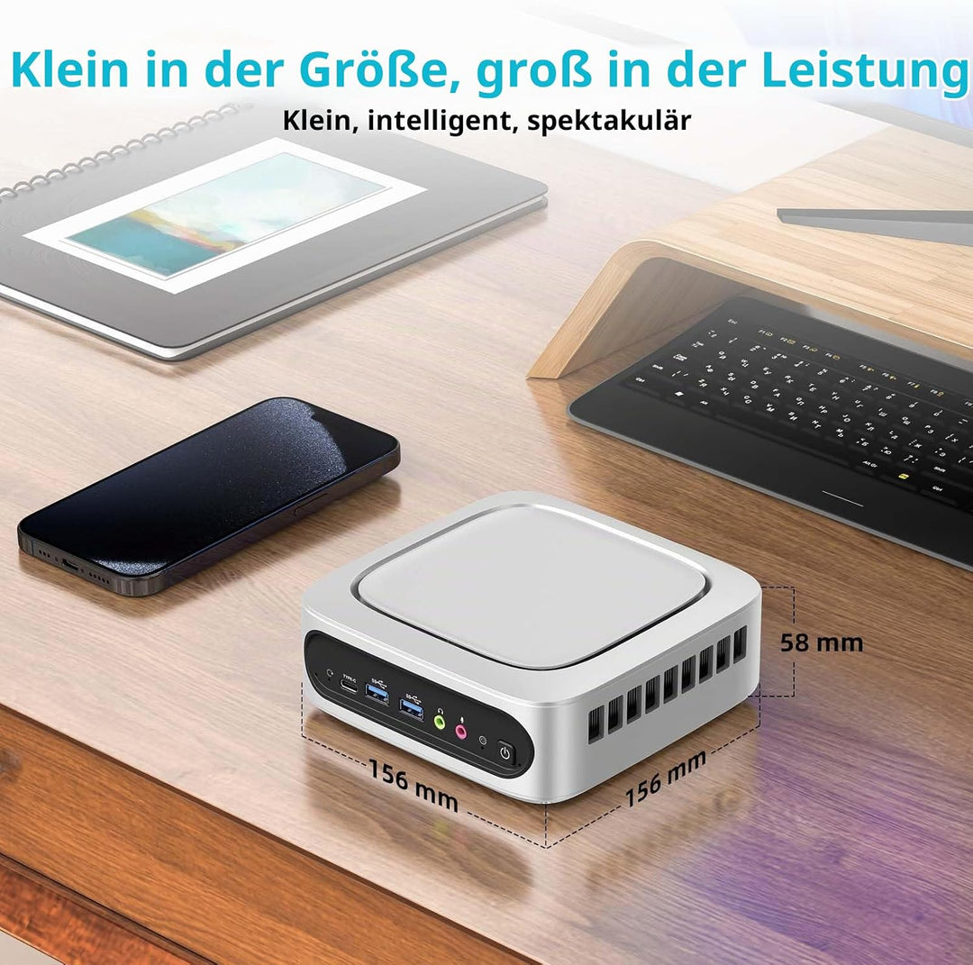 AWOW Mini PC Windows 11 Pro Intel i9-11900H (8C/16T, bis zu 4.9Ghz), 32GB DDR4 512GB/1T NVME SSD Min