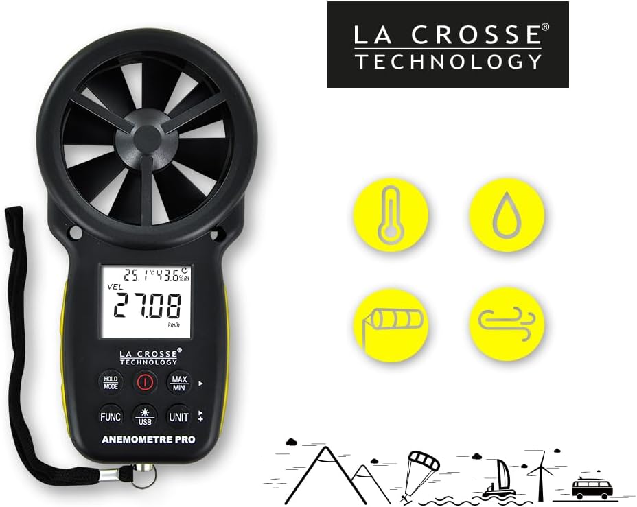 La Crosse Technology WS9501 Anemometer, Schwarz/Gelb