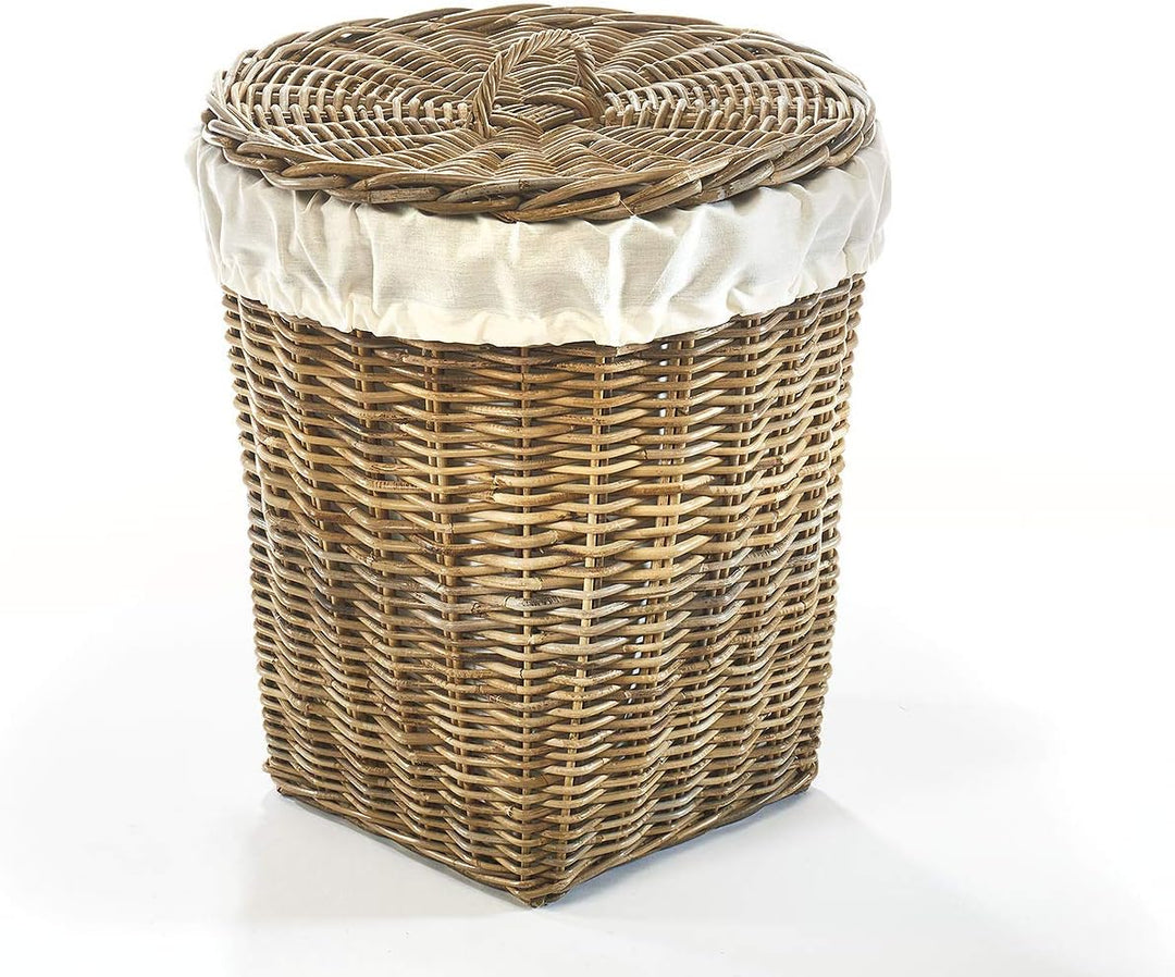 Kobolo Wäschebehälter Wäschetonne Wäschesammler KUBUS - Rattan - grau - 48x48x55 cm, 48x48x55 cm