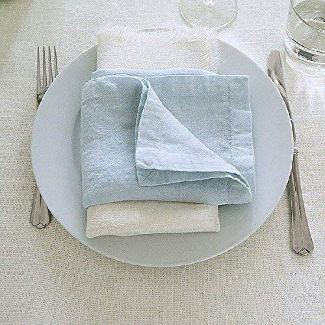 Linenme Servietten, eisblau, Stonewashed-Optik, 53 cm x 53 cm, 4 Stück 53x53x0.5 cm, 53 x 53 cm (4er