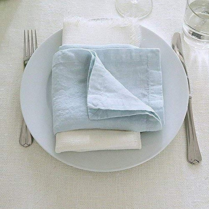 Linenme Servietten, eisblau, Stonewashed-Optik, 53 cm x 53 cm, 4 Stück 53x53x0.5 cm, 53 x 53 cm (4er