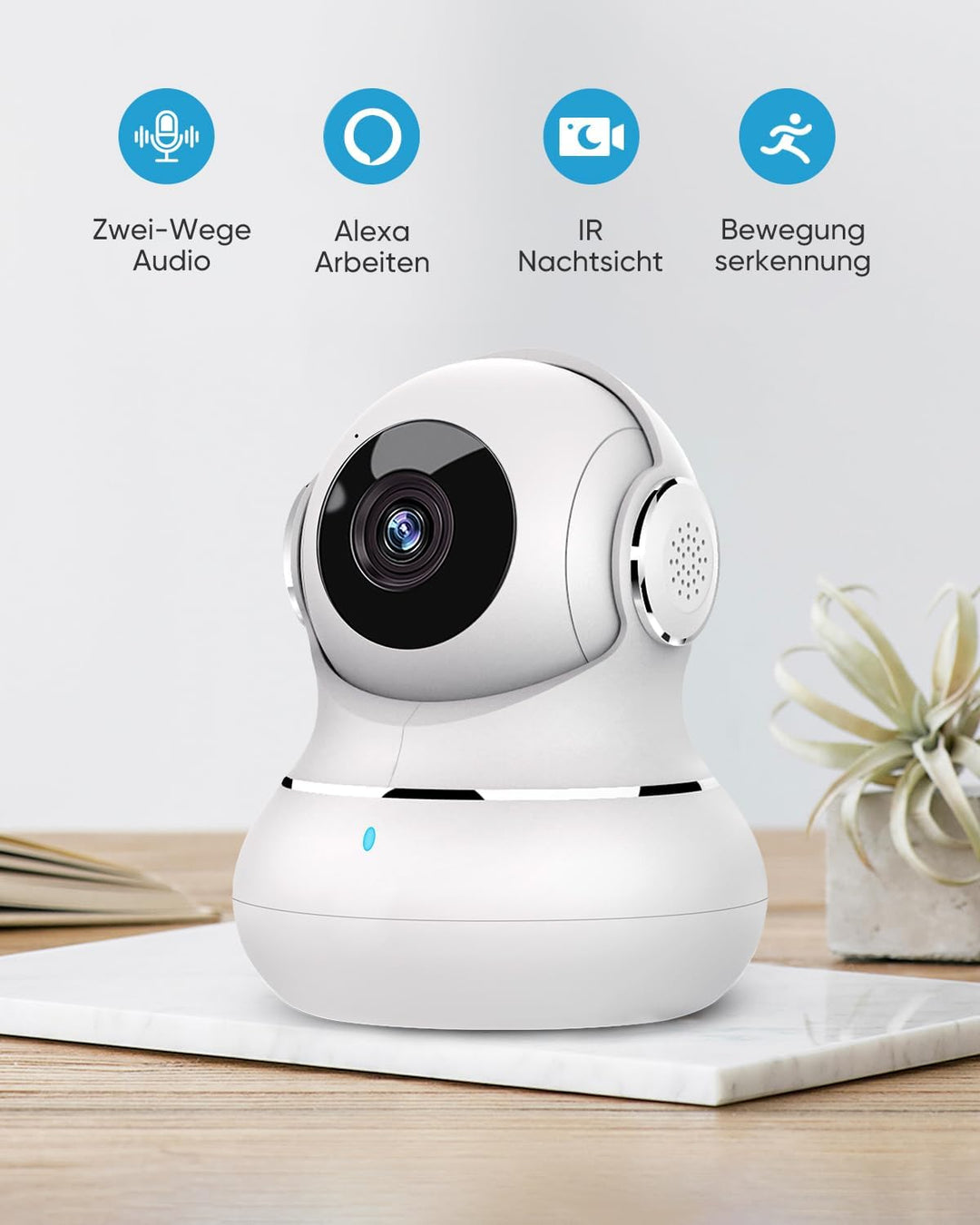 Little elf Überwachungskamera, 2K Babyphone mit Kamera, WLAN IP Kamera mit Bewegungserkennung, Nacht