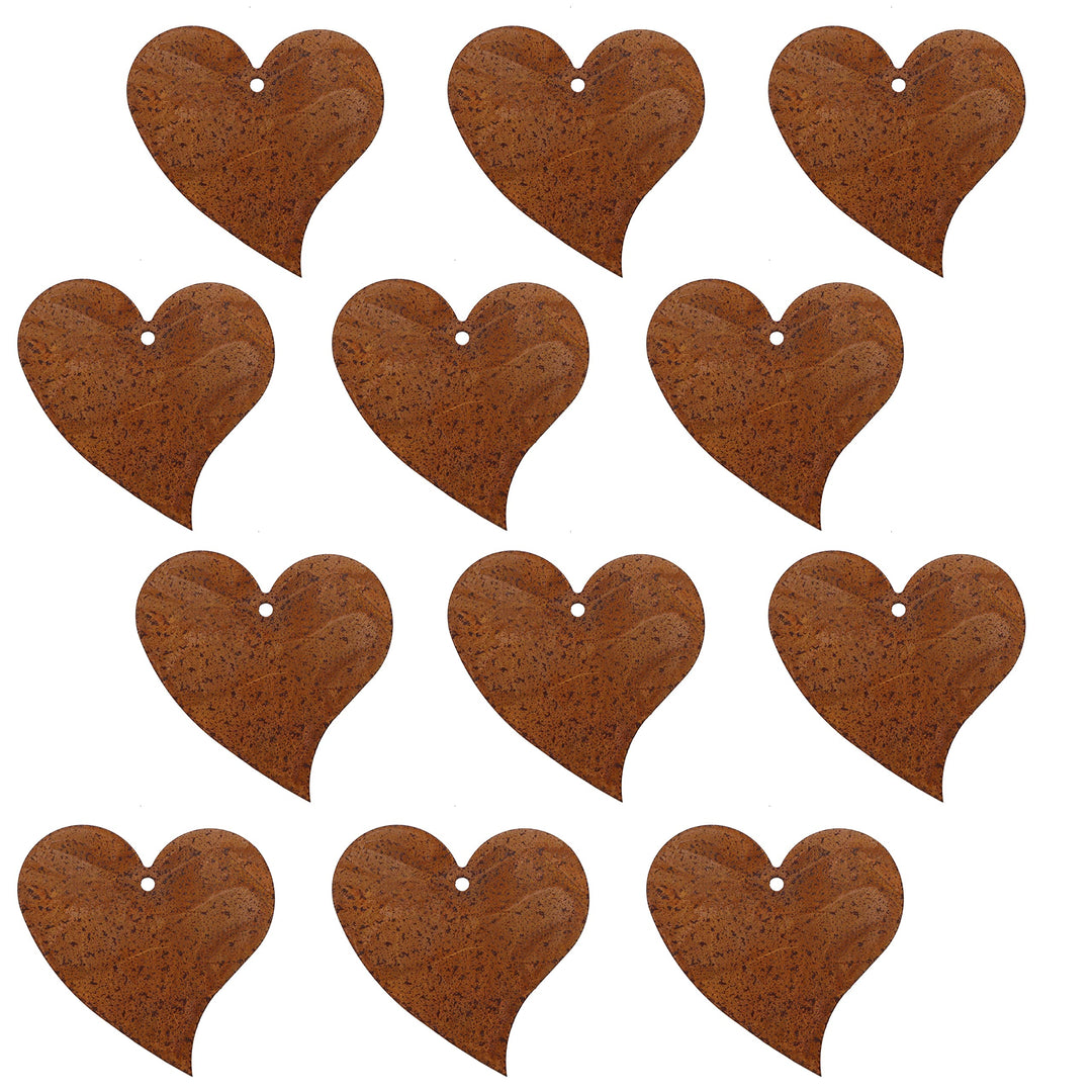 Rostikal Deko Set Herzen 7 cm Hochzeitsdeko Valentinstag Hängedeko Gartendeko Rost (12, 7 cm) 12 7 c