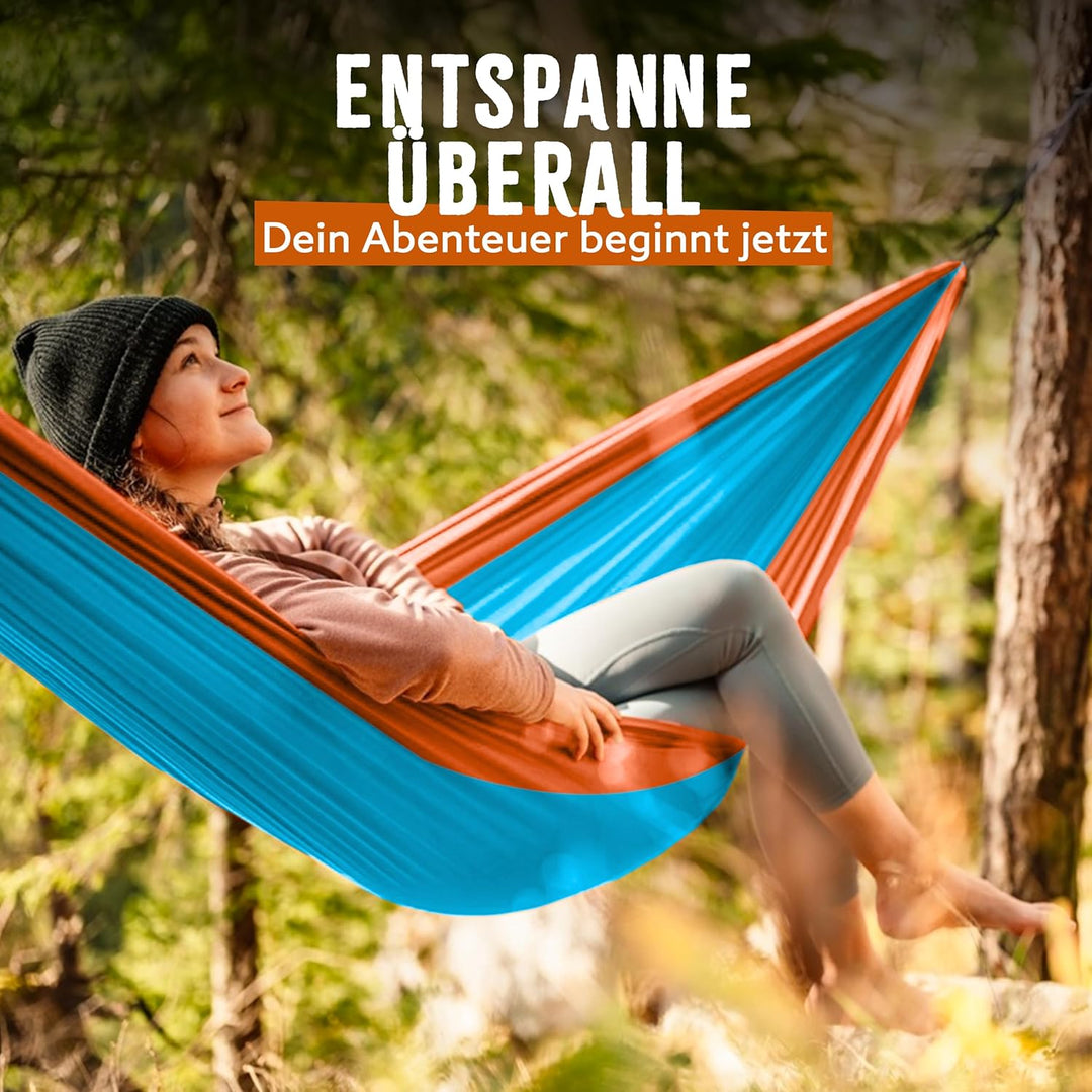 Monkey Swing Hängematte inkl. Aufhängeset I 275 x 140 cm I für Outdoor, Travel, Trekking &amp; Camping,