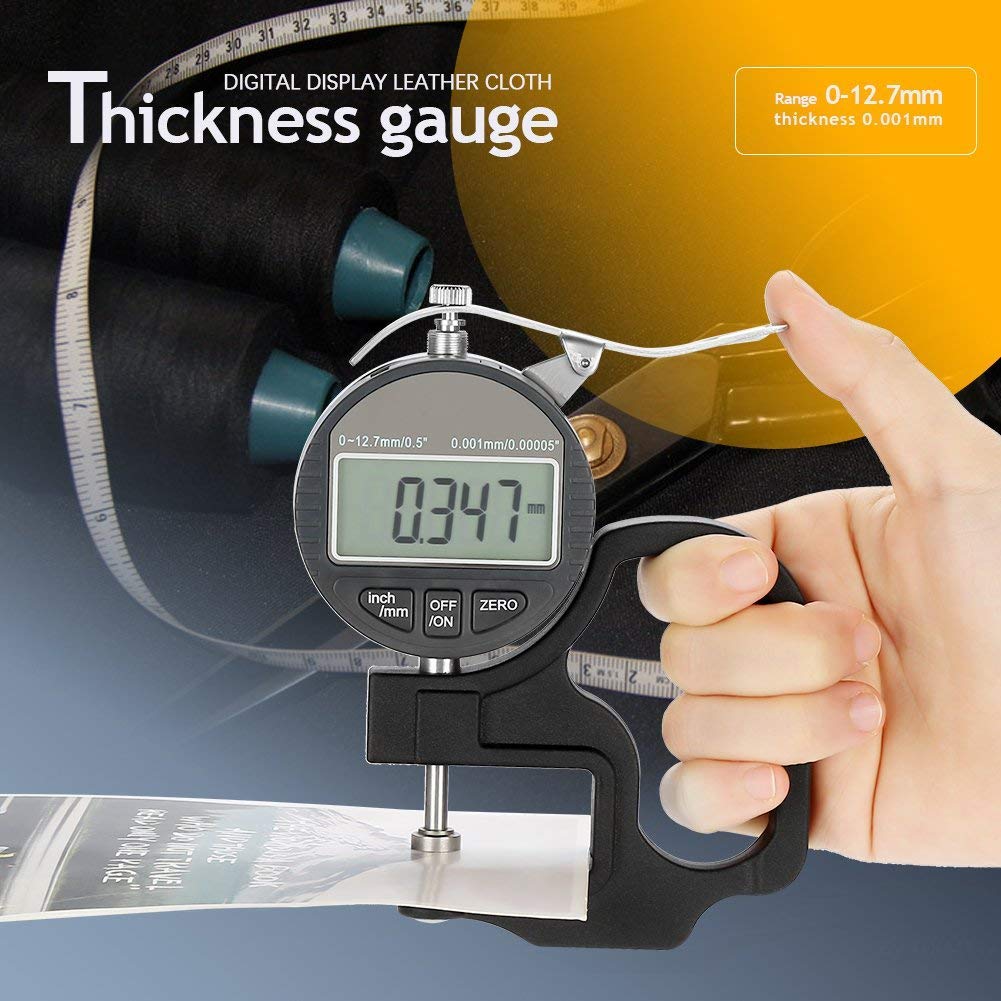 Digitalanzeige Papier Leder Stoffstärke Messgerät Messwerkzeugbereich 0-12,7 mm 0,001 mm