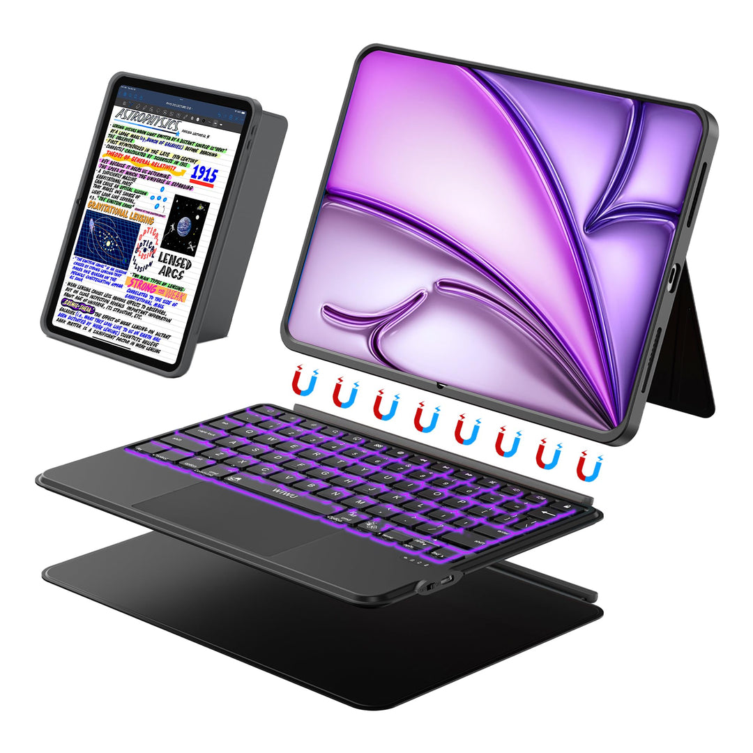 WIWU Hülle mit Tastatur iPad 13 12.9 Zoll 3 in 1 Magnetische Abnehmbare Tastaturhülle Ständer 7 Farb