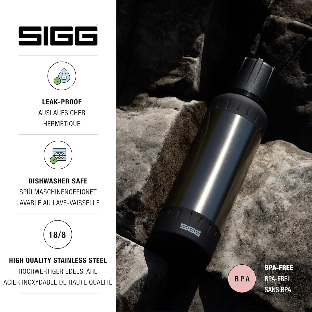 SIGG – Isolierte Trinkflasche – Thermosflasche Alpine Star Brushed, mit Becher – 27 St. Heiss, 100 S