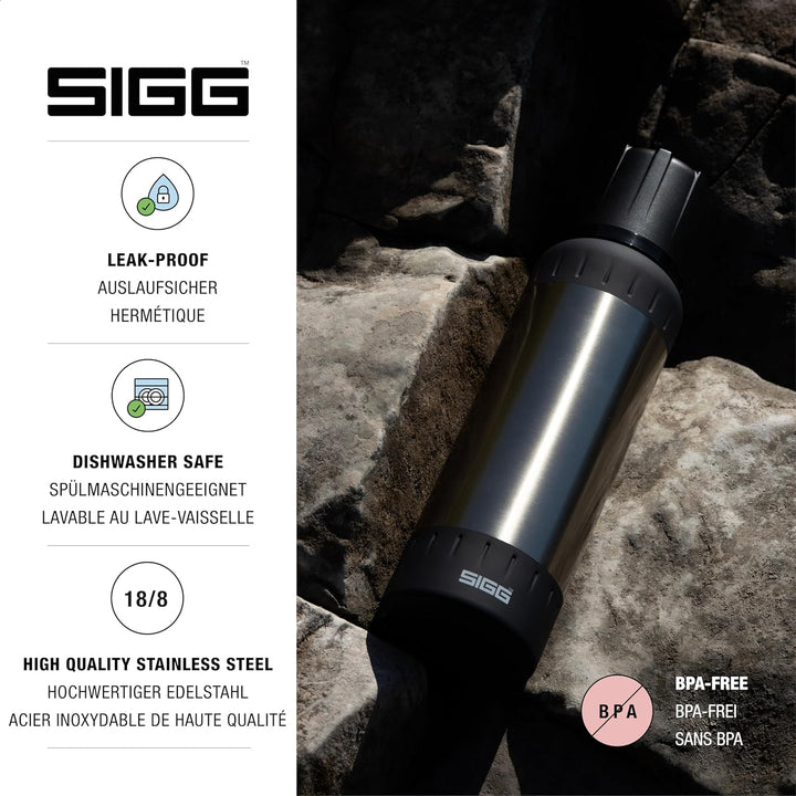 SIGG – Isolierte Trinkflasche – Thermosflasche Alpine Star Brushed, mit Becher – 15 St. Heiss, 56 St