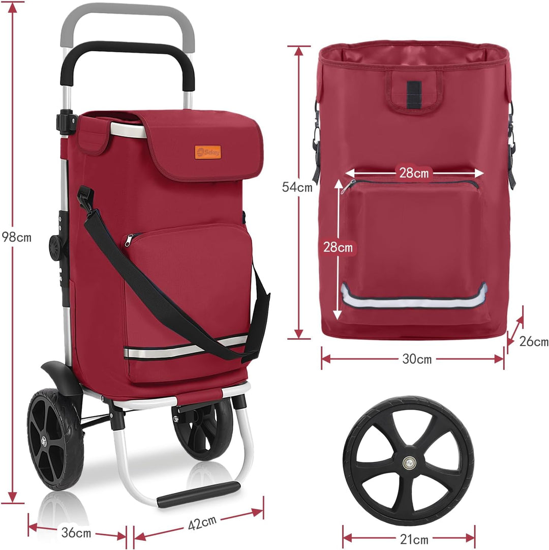 Sekey Einkaufstrolley klappbar für Senioren, XXL Einkaufswagen faltbar mit Kühlfach, 3in1 Trolley Ei