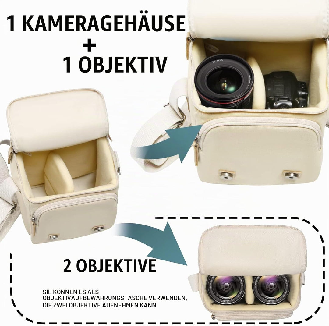 Cwatcun Kameratasche,Wasserdicht Klein Kamerataschen SLR-Tasche Vintage Fototasche aus Canvas Unisex