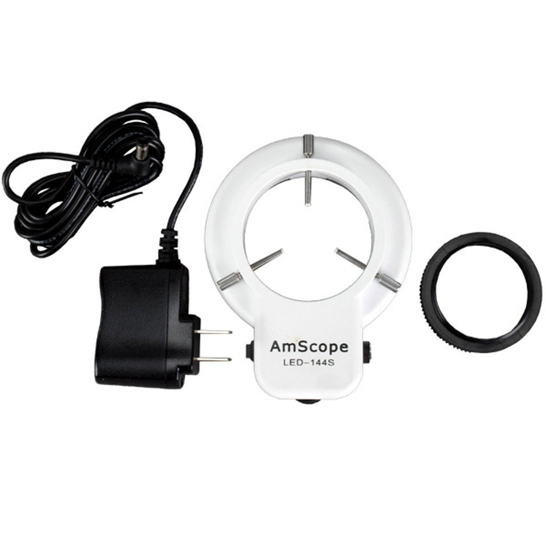 AmScope LED-144S 144 LED-einstellbares Mikroskop-Kompaktringlicht und Adapter