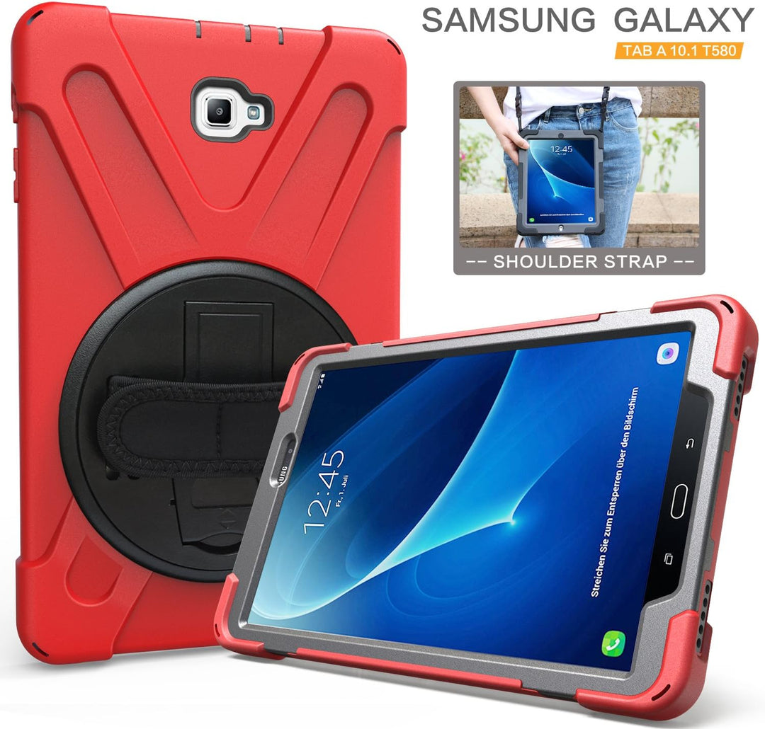 Gerutek Hülle für Galaxy Tab A 2016 10.1 (SM T580/T585) Heavy Duty Rugged Fullbody Stossfest 360 Gra