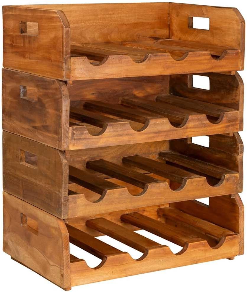 vidaXL 4X Weinregal Altholz 16 Flaschen Flaschenregal Weinständer Weinschrank