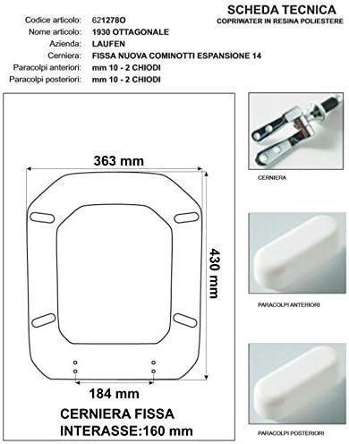 ACB/COLBAM WC-Sitz, 1930, OTTAGON, weiss mit verlangsamtem Scharnier, Soft Close Cromo-Duravit.