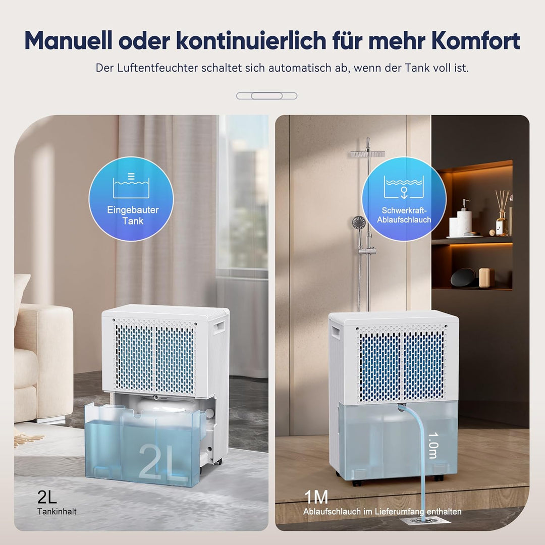 Fwoueot Luftentfeuchter Elektrisch, Raumentfeuchter mit Kompressor,16L/24h Entfeuchter für Räume bis