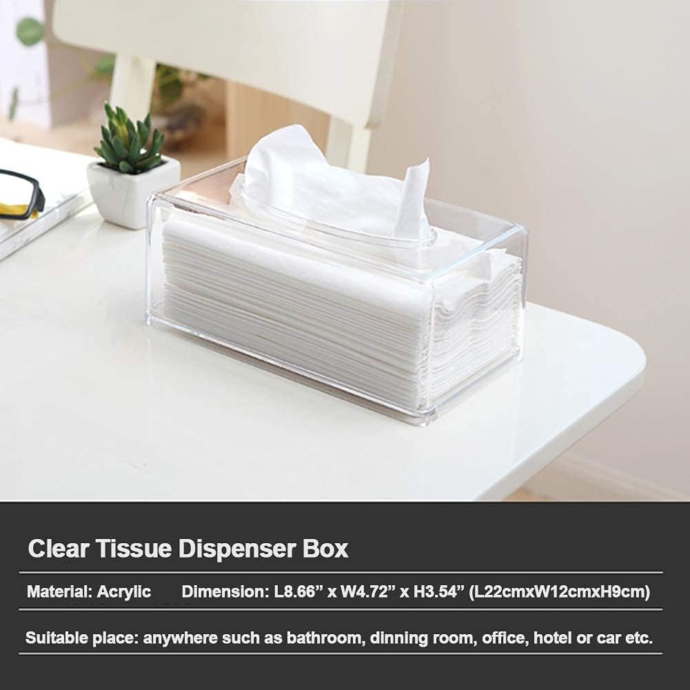 Quadratische transparente Acryl-Taschentuchbox, Box-Abdeckungen, rechteckig, Badezimmer-Gesichts-Ser