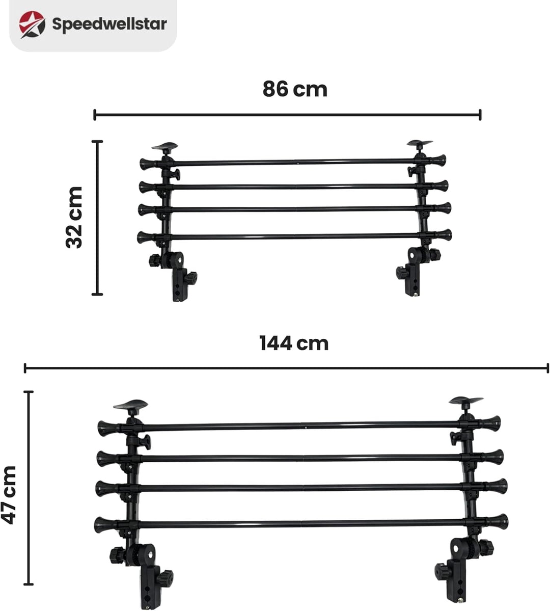 Speedwellstar Hundeschutzgitter Auto Kofferraum Universal Verstellbar - Schwerlast Metall Haustier B