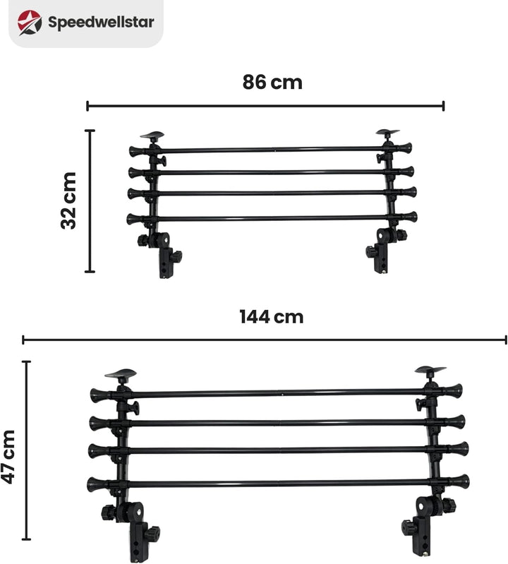 Speedwellstar Hundeschutzgitter Auto Kofferraum Universal Verstellbar - Schwerlast Metall Haustier B