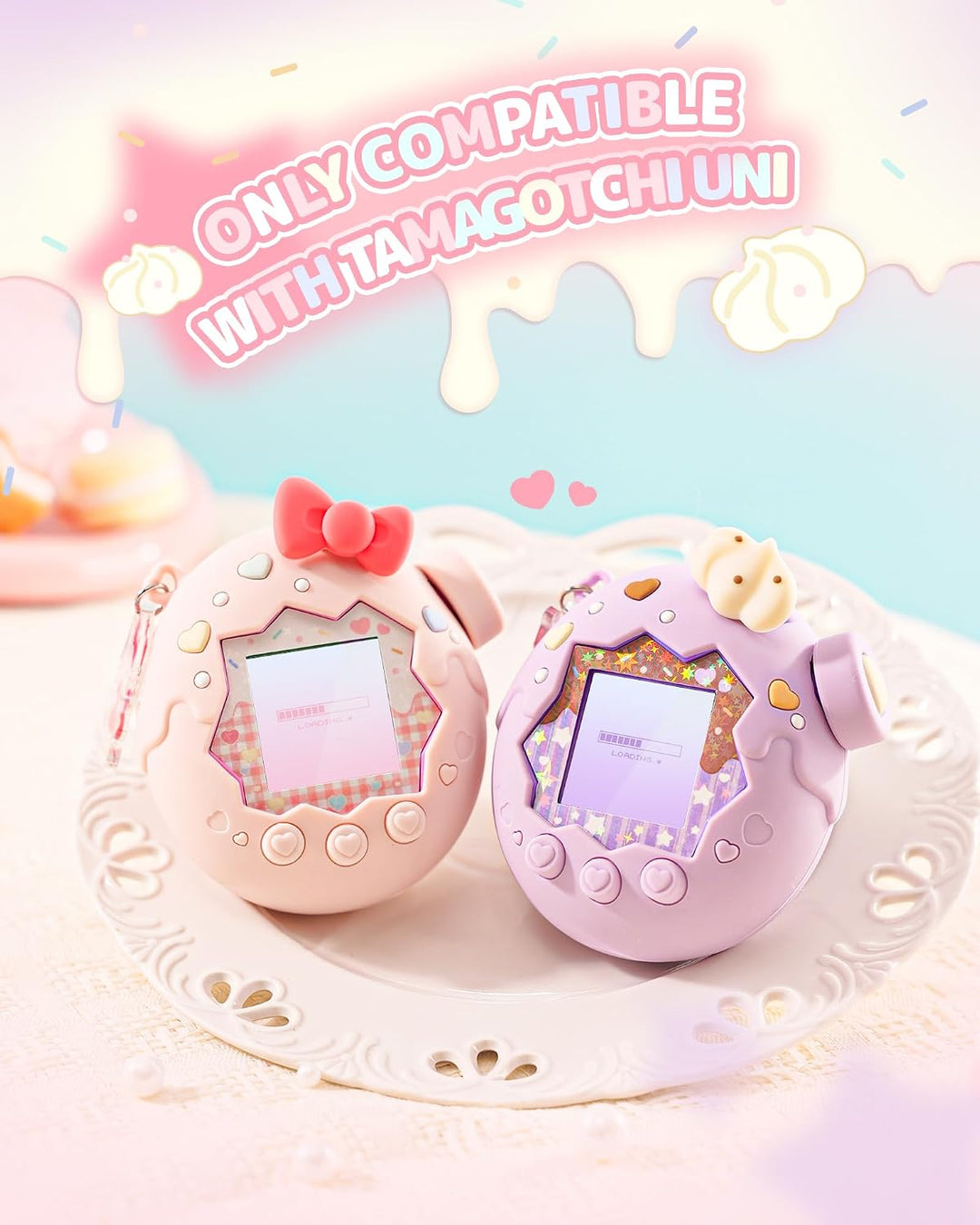 Kuitmor Sweetheart Chocolate Silikonhülle kompatibel mit Tamagotchi Paradise, weiche Schutzhülle mit