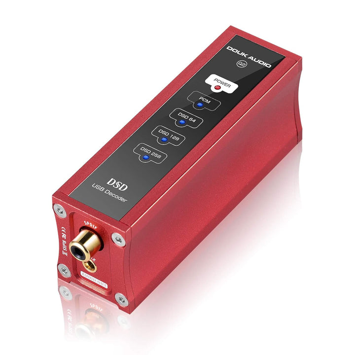 Douk Audio Q2 Mini DAC XMOS XU208 USB Audio Converter Coaxial Digital Interface DSD256 (Red), Red