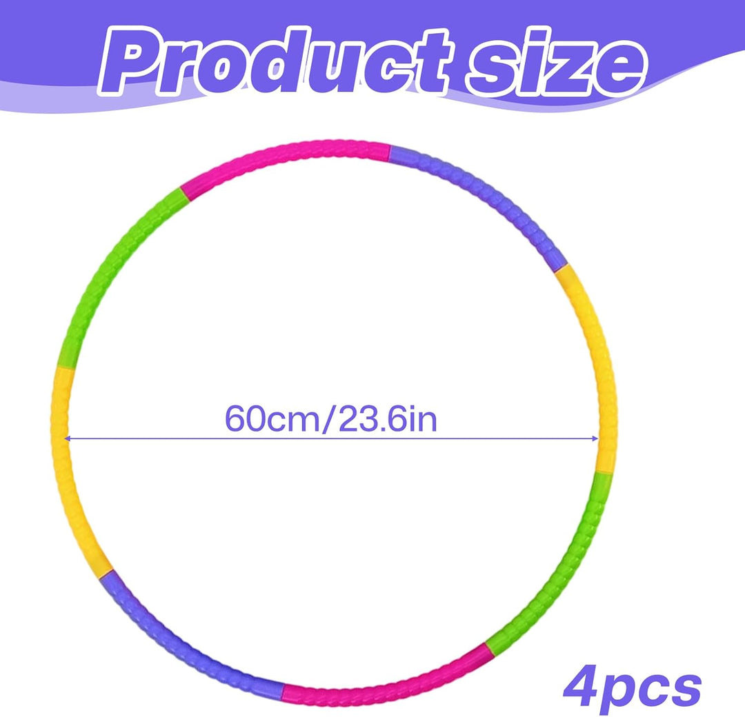 Hula Hoop Reifen Kinder, 4er Set (58cm, 100g) 8 Abschnitte Hula Hoop Reifen Abnehmbare Hoola Hoop fü