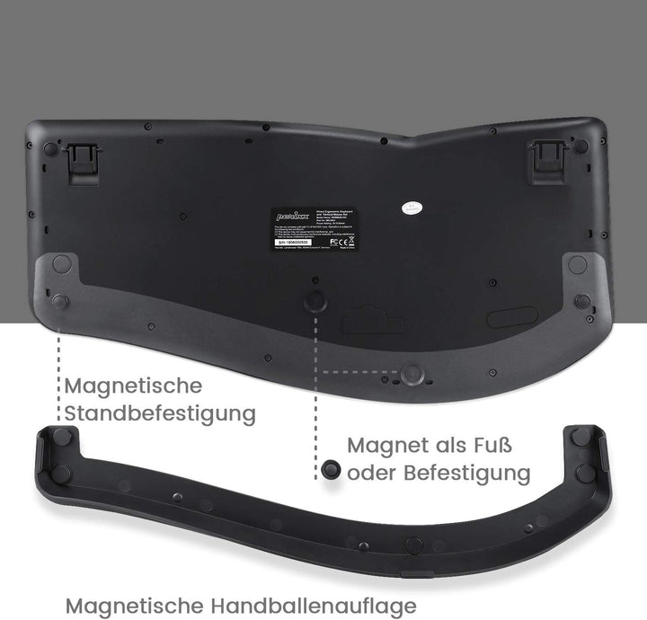 Perixx Periduo-605 Kabelloses Ergonomisches Tastatur- und Vertikalmaus-Set, Geteiltes Tastenfeld, 4-