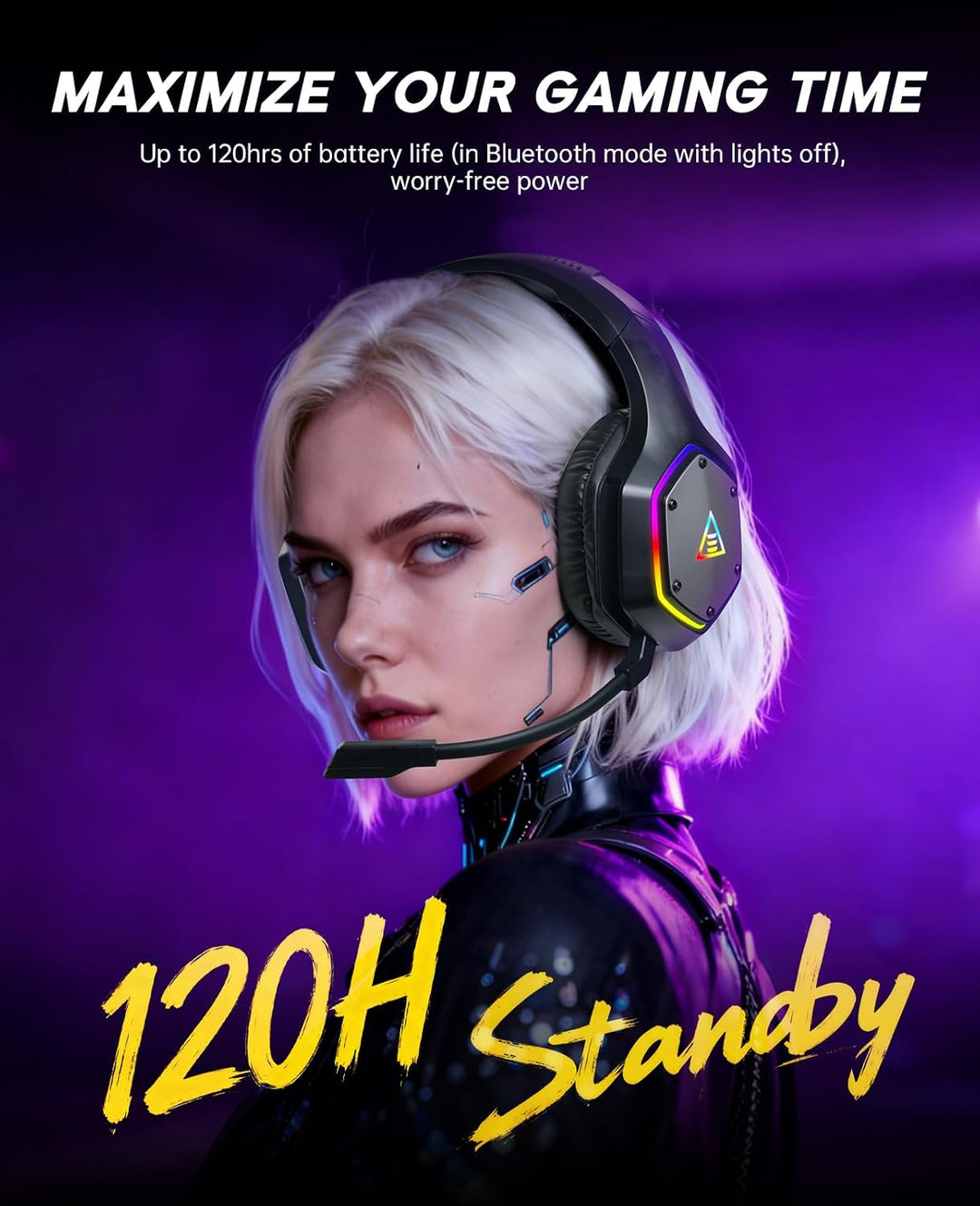 EKSA E1000BT Wireless Gaming Headset für PS5/PS4/PC/Switch/Mac, Bluetooth 5.4 Gaming Kopfhörer Kabel