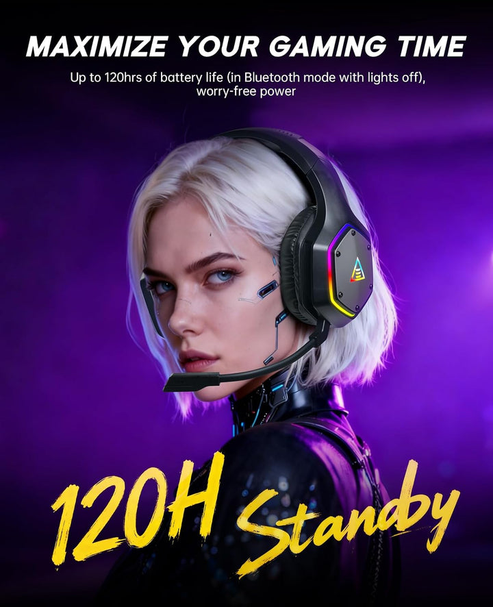 EKSA E1000BT Wireless Gaming Headset für PS5/PS4/PC/Switch/Mac, Bluetooth 5.4 Gaming Kopfhörer Kabel