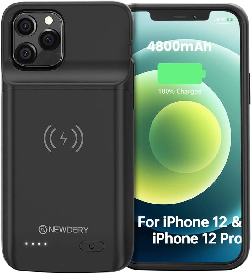 NEWDERY 4800mAh Akku Hülle für iPhone 12&12 Pro Tragbare Ladebatterie Zusatzakku Externe Handyhülle