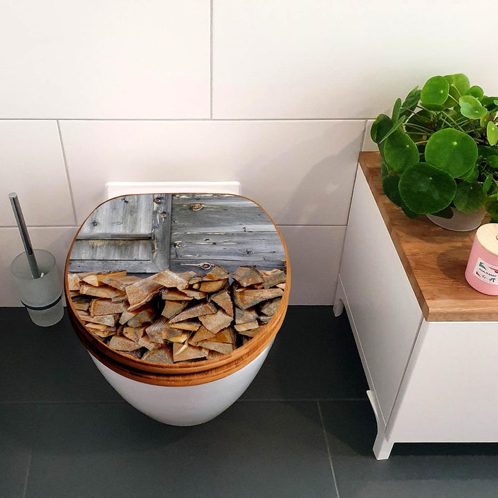 banjado Design WC Sitz Bambus Absenkautomatik 45,8x37,5cm - Toilettendeckel mit Absenkautomatik Holz