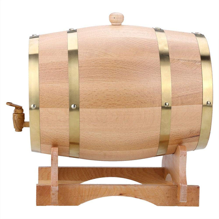 lyrlody Eichenweinfass, 10L Vintage Timber Weinfass Weinspender mit Holzständer für Whisky Bourbon T