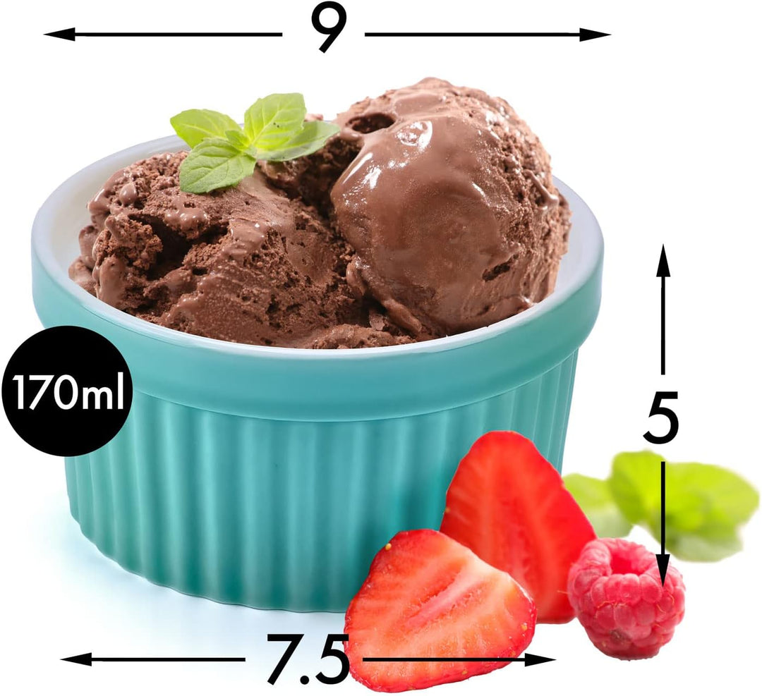 Dimono® Dessert-Schalen Creme Brulee Souflee-Förmchen, Auflaufform-Schälchen mit 170 ml für Desserts
