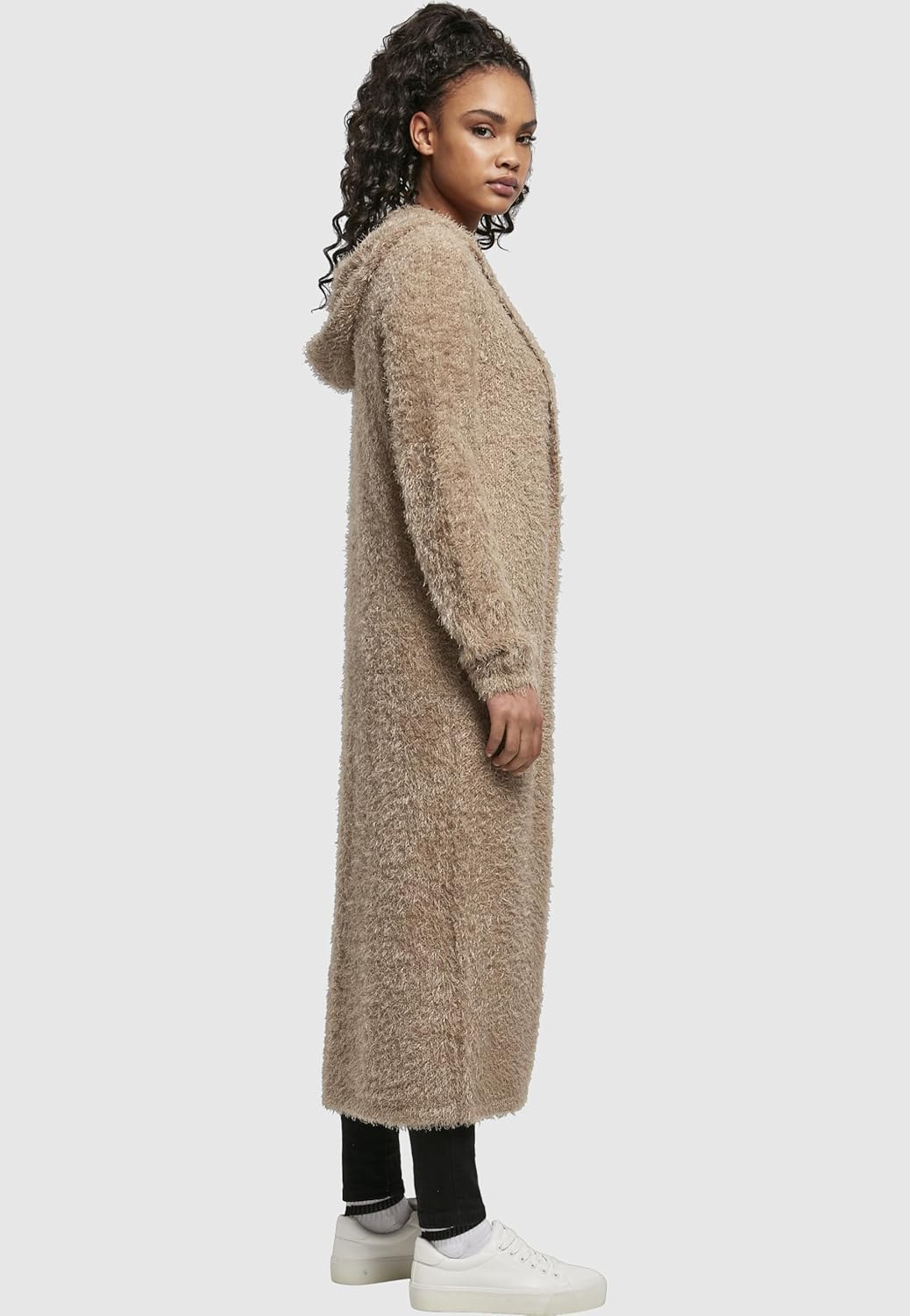 Urban Classics Damen Strickjacke Ladies Hooded Feather Cardigan, knielange Jacke für Frauen in 5 Far