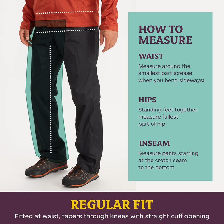 Marmot Herren PreCip Eco Full Zip Pant, wasserdichte Hose, atmungsaktive Überhose, leichte Wanderhos