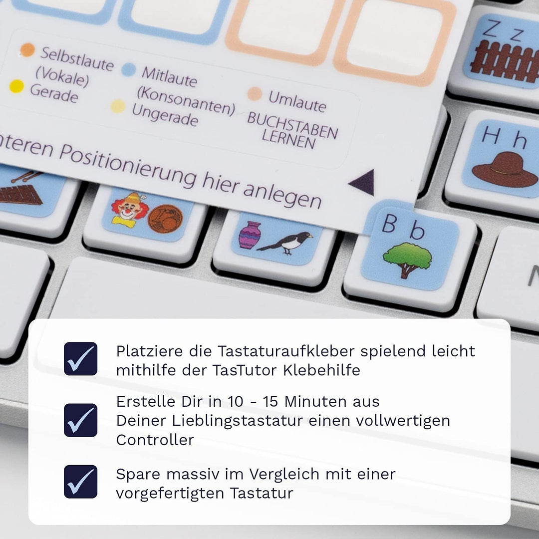 Kinder Tastatur Aufkleber für Buchstaben und Zahlen Lernen | Tastaturaufkleber deutsch für Windows u