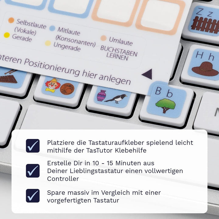 Kinder Tastatur Aufkleber für Buchstaben und Zahlen Lernen | Tastaturaufkleber deutsch für Windows u