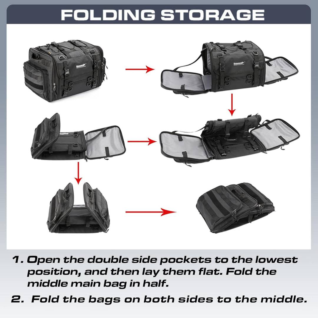 Rhinowalk Motorrad Sitztaschen 40-60L Wasserdicht Motor Rücksitztasche Gepäcktasche Hecktasche Erwei
