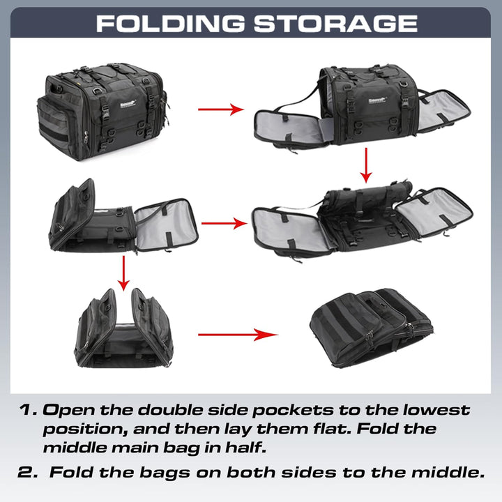 Rhinowalk Motorrad Sitztaschen 40-60L Wasserdicht Motor Rücksitztasche Gepäcktasche Hecktasche Erwei