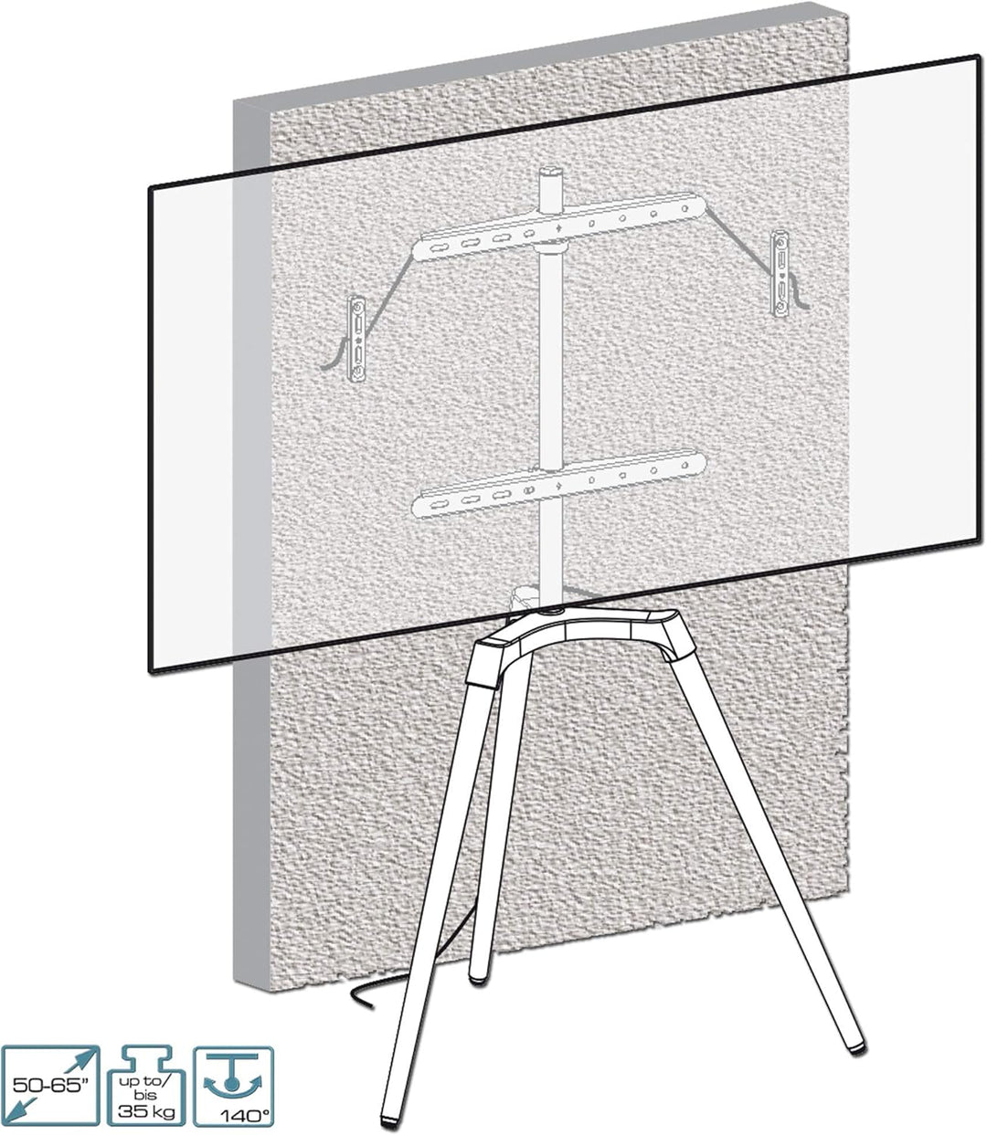 EasyLife - Design STAFFELEI Tripod TV-Stativ - Halterung bis 65'' Zoll & 35 kg Fernseher/Monitor - 1