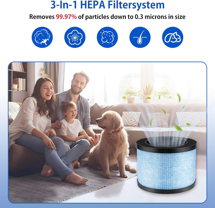 iAmoy MK01 HEPA Ersatzfilter Kompatibel mit AROEVE MK01 MK06 Pomoron CONOPU DH-JH01 DH-JH06, ToLife