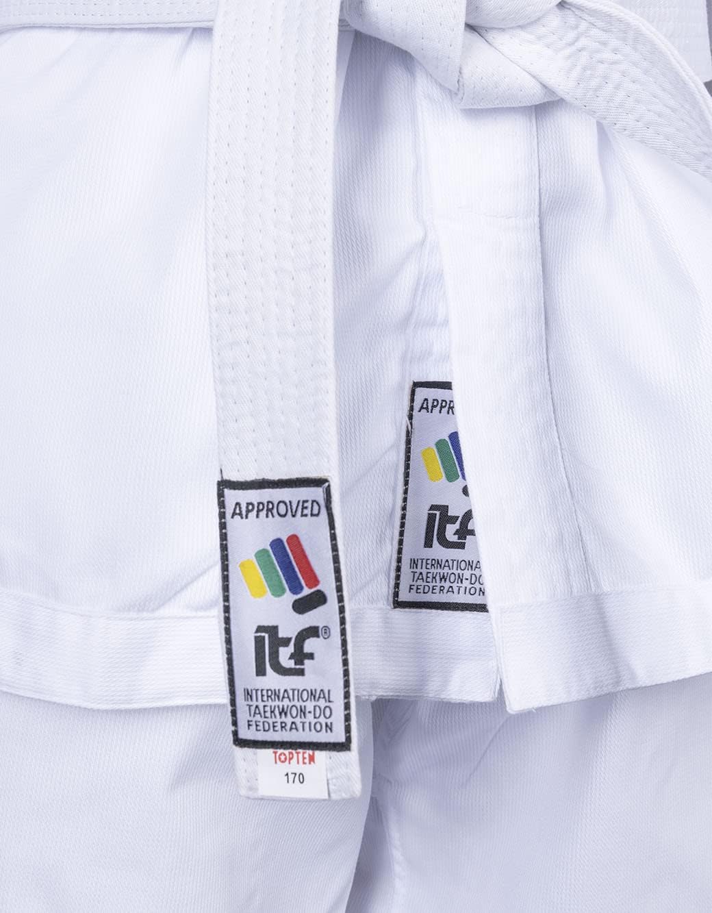 TOP TEN Taekwond-Do Dobok „De-Luxe“ (ITF Approved) 180 Weiss, 180 Wei&amp;